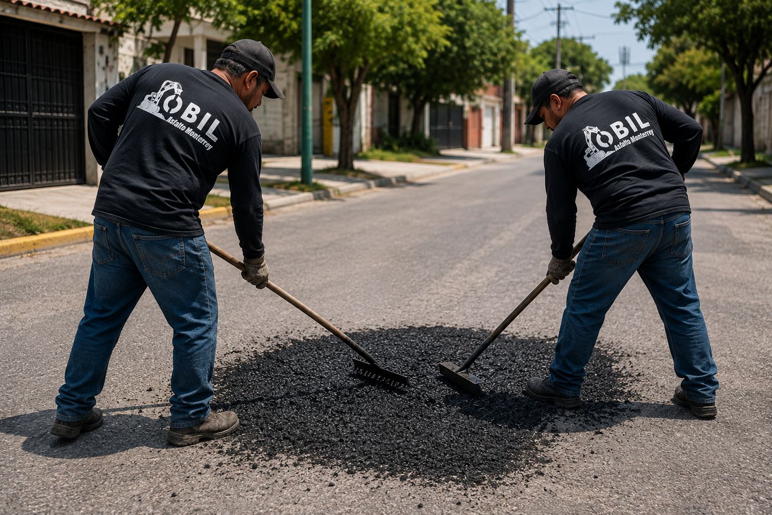Aplicación de asfalto en frío para bacheo en Monterrey